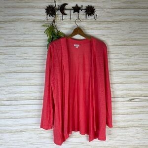 J. Jill Coral Love Linen Open Cardigan